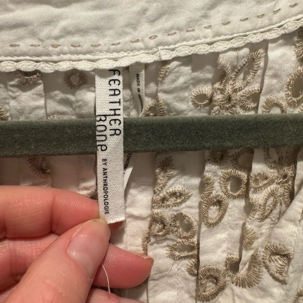 Feather & Bone Anthropologie Eyelet Floral Top